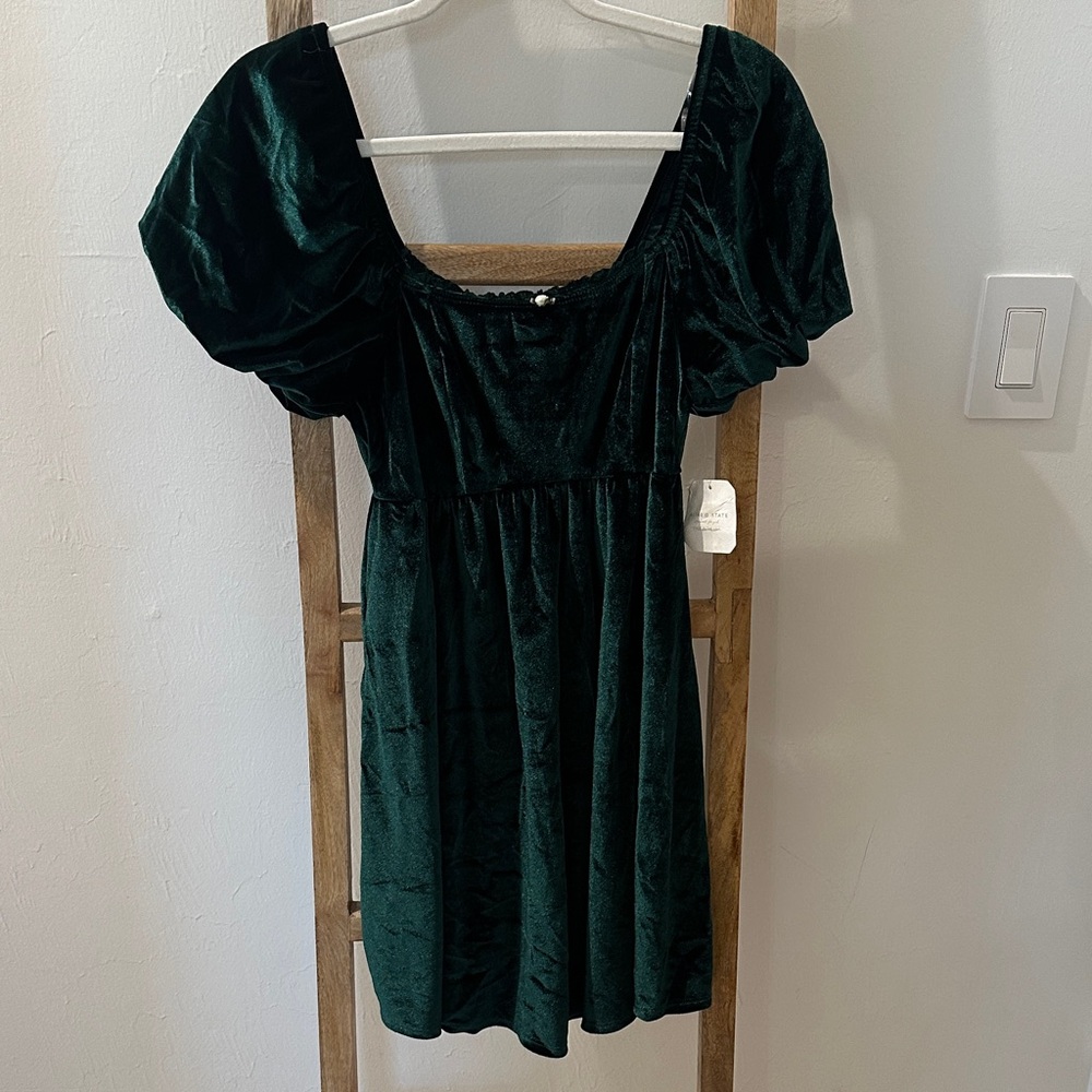 Altar'd State Teal Velvet Dress